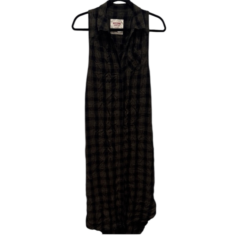 Mossimo Supply Co. Sleeveless black  Plaid Grunge Dress Button Up Collar Small